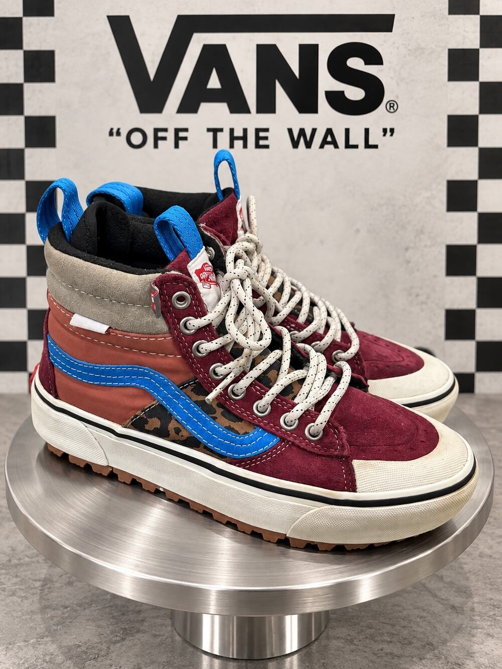 Vans Sk8-Hi MTE-2 Pomegranate Leopard Suede High Top Shoes W 6.5 M 5